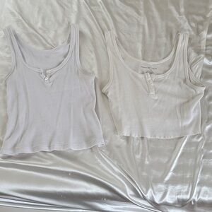 Women's White and Cream Tank Tops